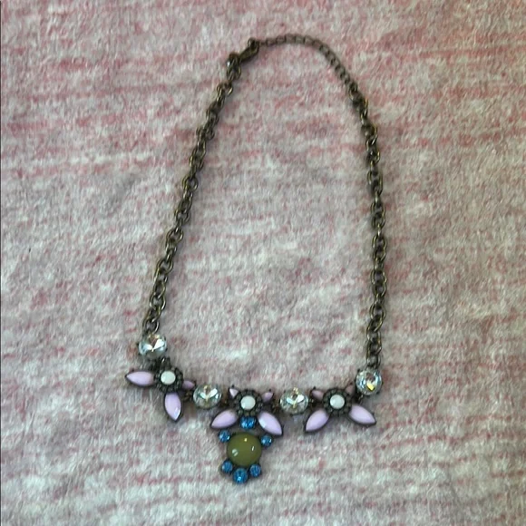 J. Crew Pink and Blue Iridescent Bead Necklace - Picture 1 of 10